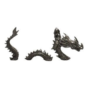 Pewter Dragon Set Fantasy Serpent Sculpture Mythical Creature 3-pc Set Lochness